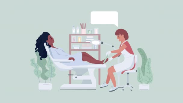 Animated Karakter Kaki Perawatan Wanita Yang Sedang Menjalani Pedikur Salon — Stok Video
