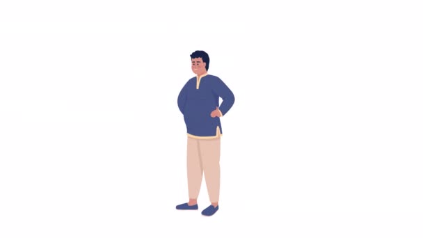 Geanimeerde Positieve Denker Karakter Man Met Gedachtewolk Full Body Flat — Stockvideo