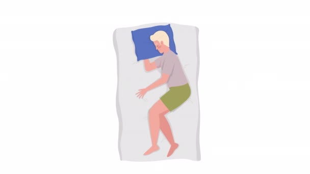 Animado Dormindo Caráter Secundário Descanso Relaxado Noite Pessoa Plana Corpo — Vídeo de Stock