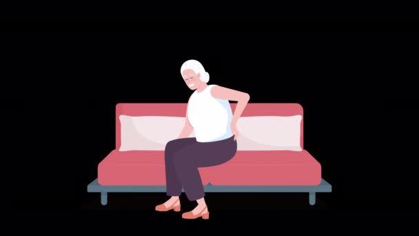 Personaje Animado Con Artritis Mujer Madura Con Dolor Espalda Persona — Vídeo de stock