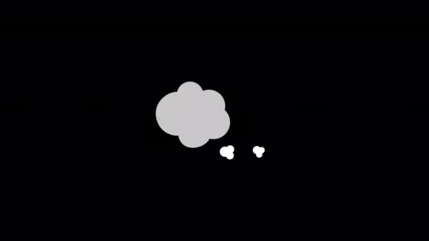 アニメーション思考形状要素 フラット漫画スタイルのHdビデオ映像 雲のメッセージ アニメーションのアルファチャンネル透明度を持つ黒の背景にバブルカラーイラストをスピーチ — ストック動画
