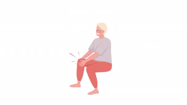 Personagem Animado Com Dor Nas Pernas Homem Com Cãibras Joelho — Vídeo de Stock