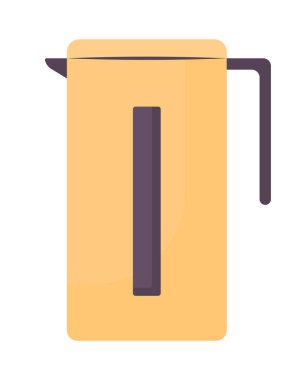 Elektrikli su ısıtıcısı yarı düz renk vektör nesnesi. Düzenlenebilir öge. Beyazın üzerindeki madde. Elektronik çaydanlık. Mutfak aletleri web grafik tasarımı ve animasyonu için basit çizgi film stili illüstrasyonu