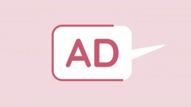 Animasyon yalıtılmış reklam. Düz 2D konuşma balonu HD video görüntüsü. Diyalog balonu. Pembe arka planda web sitesi ve sosyal medya için alfa kanal şeffaflığı ile renkli animasyon