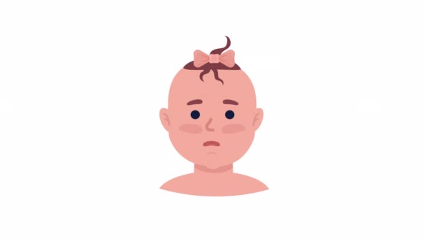 小さな赤ちゃんの感情セットをアニメーション 幸せな赤ちゃん 幼児を泣かせる 表情アニメーション付きのフラットキャラクターヘッド アルファチャンネル透明度と白のカラフルな漫画スタイルのHdビデオ映像 — ストック動画