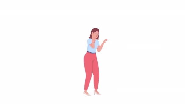 Animated Nervous Female Character Recall Periods Full Body Flat Person — Stock Video