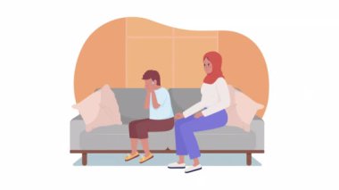 Animasyon ölüm korkusu. Daire şeklinde düz 2D karakterler HD video görüntüleri. Panik bozukluğu olan gençler beyaz arka planda renkli animasyon web sitesi için alfa kanal şeffaflığı, sosyal medya