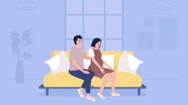 Animasyon hamilelik korkusu illüstrasyonu. Panik atak. Antenatal depresyon. Ebeveyn sorunu. Düz renkli 2D çizgi film karakteri animasyonu. Alfa kanallı HD video