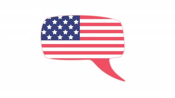 Анімована Американська Мовна Бульбашка Відеоматеріал Стилі Flat Карикатур Елемент Textbox — стокове відео