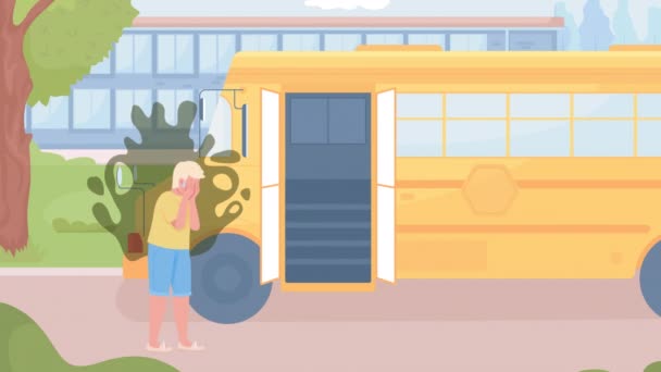 Animerad Rädsla För Skolan Illustration Barnpaniksyndrom Gråtande Unge Plötslig Ångestattack — Stockvideo