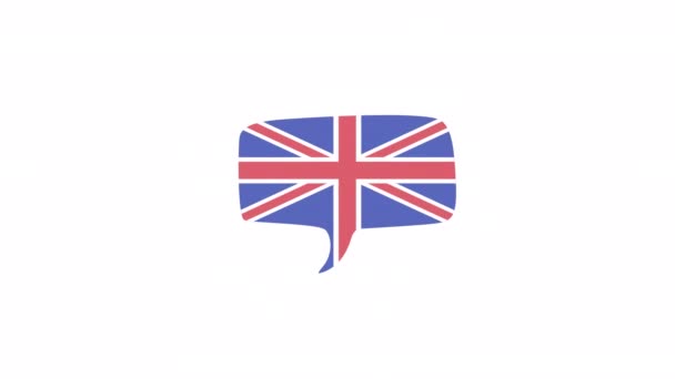 Animated Βρετανική Φούσκα Ομιλία Επίπεδη Βίντεο Στυλ Κινουμένων Σχεδίων Αγγλικό — Αρχείο Βίντεο