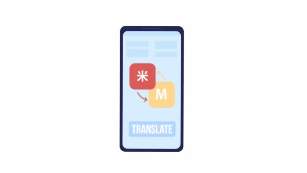 Animated Translation App Object Online Interpretation Multilanguage Software Flat Element — Stock Video
