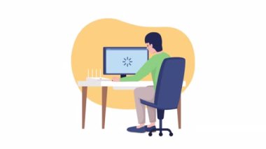 Canlandırılmış bağlantı başarısız oldu. Daire şeklinde düz 2D karakter HD video görüntüleri. Web sitesi ve sosyal medya için alfa kanal şeffaflığı ile beyaz arkaplan üzerinde düşük internet bağlantısı renkli izole animasyon