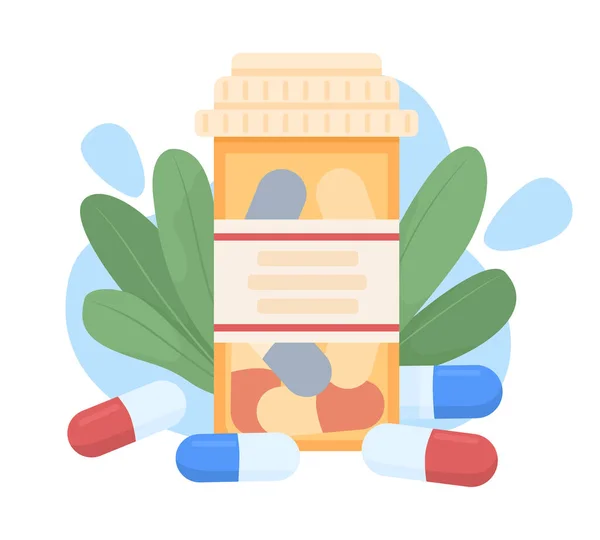 Píldoras Concepto Plano Vector Ilustración Drogas Vitaminas Tomando Medicamentos Objetos — Vector de stock
