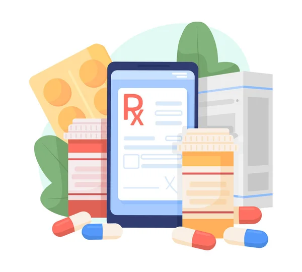 Ilustração Vetorial Conceito Plano Prescrição Online Pílulas Medicinais Editável Desenhos —  Vetores de Stock