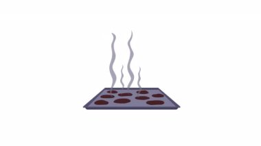 Animasyon yanmış fırın. Bozuk ev yapımı kurabiyeler. Beyaz zemin üzerinde alfa kanal şeffaflığıyla tam boyutlu düz nesne. Animasyon için renkli çizgi film stili HD video görüntüleri