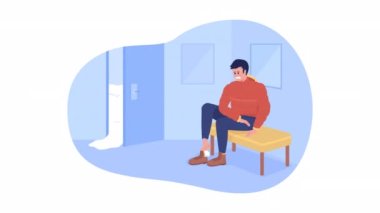 Animasyon soğuk ısırığı ayakları. Daire şeklinde düz 2D karakter HD video görüntüleri. Beyaz arka planda hipotermi renkli izole animasyon web sitesi için alfa kanal şeffaflığı, sosyal medya