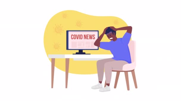Animated Isolated Covid Panic Attack Looped Flat Character Video Footage — Stock Video