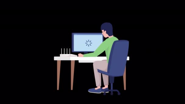 Анімовані Проблеми Інтернетом Низька Швидкість Заряджання Повне Тіло Плоскої Людини — стокове відео