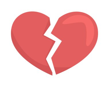 Kalp kıran yarı düz renk vektör objesi. Düzenlenebilir öge. Beyazın üzerindeki madde. Ayrılık ilişkisi. Birkaç anlaşmazlık. Web grafik tasarımı ve animasyonu için basit karikatür stili çizimi