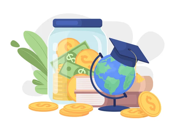 Savings Education Abroad Flat Concept Vector Illustration College Fund Editable — Stock Vector