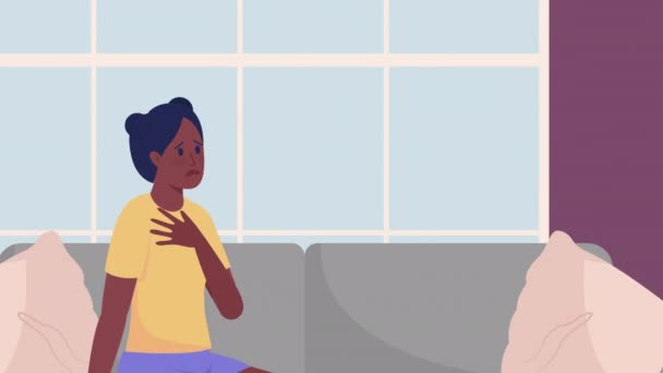 Animowana Fobia Śmierci Ilustracja Niepokój Nastolatków Strach Przed Śmiercią Dziewczyna — Wideo stockowe