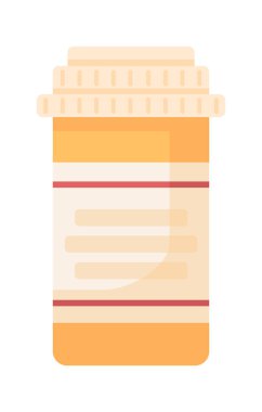 Sarı paket yarı düz renk vektör nesnesi. Düzenlenebilir eşyalar. Beyaz üzerine tam boy element. Kapaklı bir şişe. Vitaminler web grafik tasarımı ve animasyonu için basit çizgi film stili çizimi