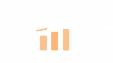 Animated graph rising up. Bar chart growth. Stock market trend. Flat cartoon style element HD video footage. Color illustration on white background with alpha channel transparency for animation