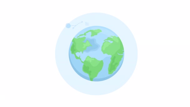 动画管理全球团队 循环平面2D字符高清视频镜头 白色背景的彩色独立动画 Alpha频道透明 用于网站 社交媒体 — 图库视频影像