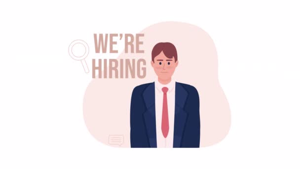 Animated Manager Hiring Recruitment Looped Flat Character Video Footage Colorful — Stockvideo