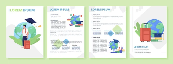 Travelling Student Flat Vector Brochure Template Learn Languages Booklet Leaflet — Stockový vektor