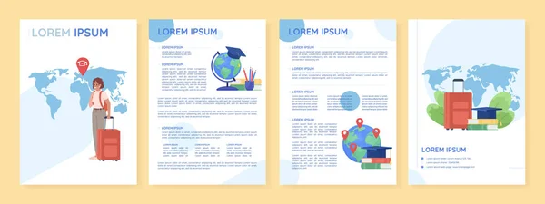 Move Study Abroad Flat Vector Brochure Template Foreign University Booklet — Vettoriale Stock