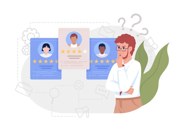 Evaluating Candidates Flat Concept Vector Illustration Editable Cartoon Characters White — Wektor stockowy