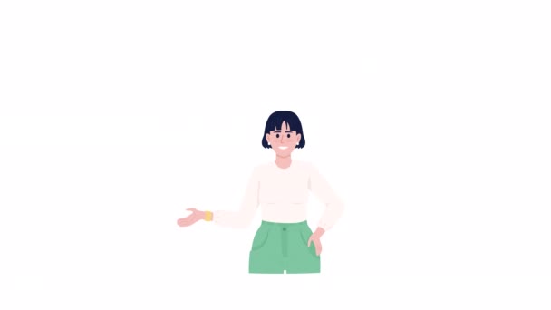 Animated Woman Talking Coding Half Body Flat Person Speech Bubble — Video