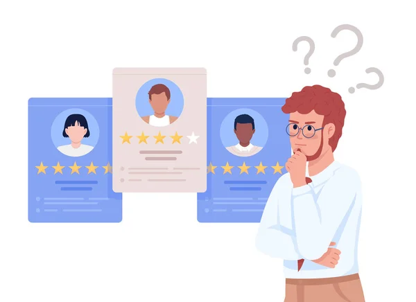 Manager Assessing Candidate Potential Semi Flat Color Vector Character Editable — Wektor stockowy