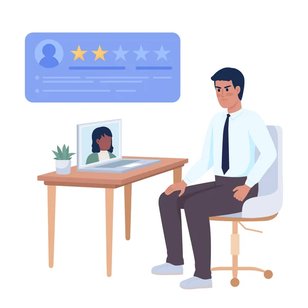 Manager Disappointed Job Candidate Semi Flat Color Vector Character Editable — Wektor stockowy