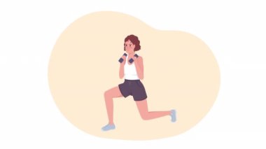 Animated strengthening leg muscles. Body building. Looped flat 2D character HD video footage. Colorful isolated animation on white background with alpha channel transparency for website, social media