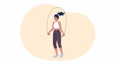 Animated burning calories exercise. Losing weight. Looped flat 2D character HD video footage. Colorful isolated animation on white background with alpha channel transparency for website, social media