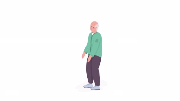 Animated Elder Improving Leg Muscles Physical Therapy Full Body Flat — Stockvideo