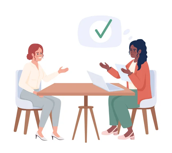 Manager Informing Candidate Interview Decision Semi Flat Color Vector Characters — Vettoriale Stock