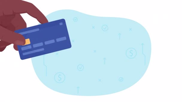 Animated Paying Debit Card Transaction Looped Flat First View Hand — 비디오