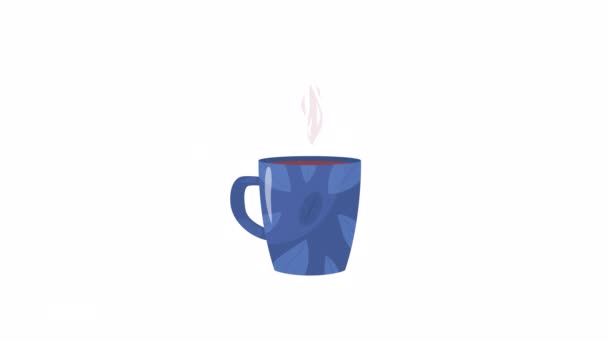 Animated Blue Mug Coffee Drink Caffeine Beverage Cup Flat Object — Stockvideo