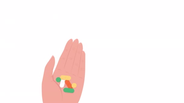 Animated Giving Pills Water Helping Take Medicine Flat First View — Stockvideo