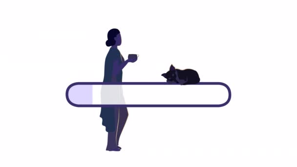 Animated Comfortable Resting Loader Flat Silhouettes Video Footage Alpha Channel — Stock videók