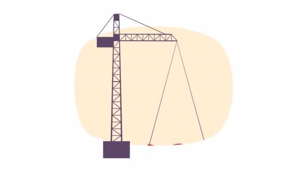Animated Tower Crane Lifting 404 Construction Looped Flat Concept Video — Vídeo de Stock