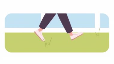Animated legs walking forward loader. Strolling. Looped flat 2D character 4K video footage. Color isolated loading progress animation with alpha channel transparency for website, social media