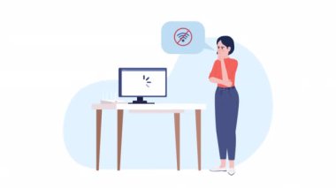 Animated fix internet explainer. Troubleshoot issues. Looped flat 2D characters 4K video footage. Color isolated animation on white background with alpha channel transparency for website, social media