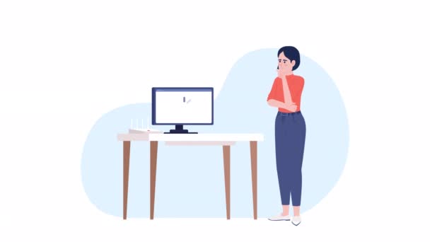 Animated Internet Connection Issue Router Problem Looped Flat Characters Video — Vídeo de Stock
