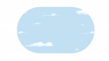 Animated blue sky with clouds. Peaceful weather. Looped flat 2D scene 4K video footage. Color isolated animation on white background with alpha channel transparency for website, social media