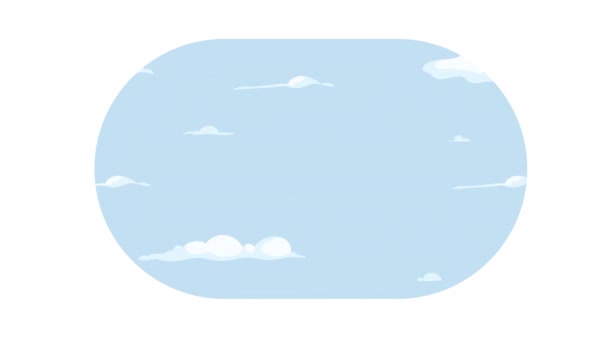 Animated Blue Sky Clouds Peaceful Weather Looped Flat Scene Video — Video Stock